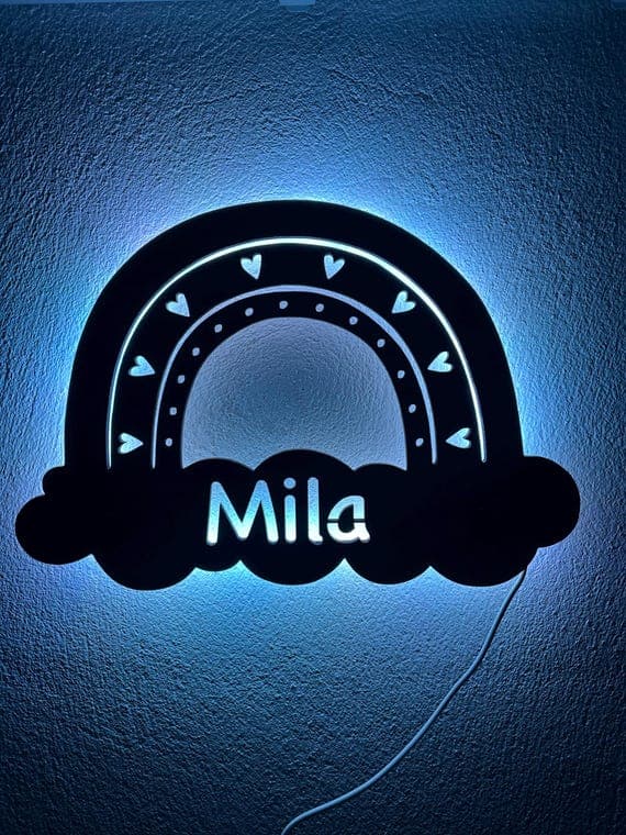 Regenbogenlampe für das Kinderzimmer personalisiert LED