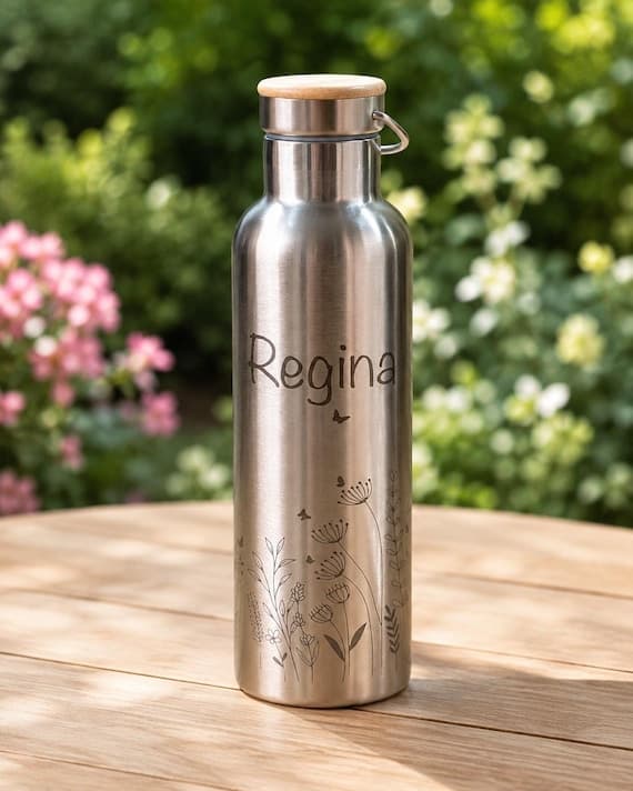 Personalisierte Edelstahl-Isolierflasche mit Lasergravur